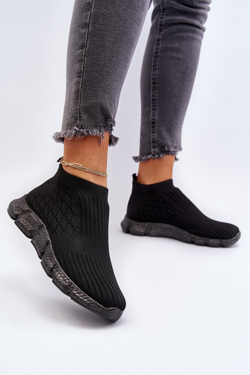 Buty Sportowe Damskie Skarpetkowe Wsuwane Liraelia Czarne 3609