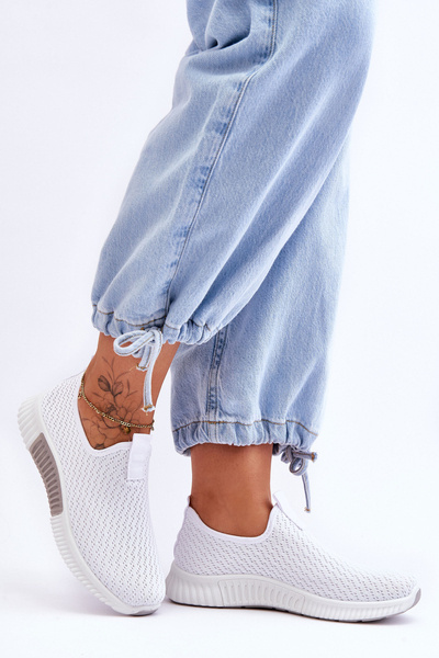 Buty Sportowe Klasyczne Wsuwane Białe Frankie QH515