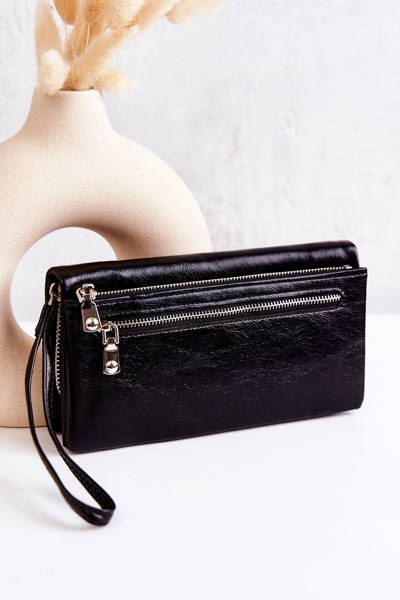 Large Leather Wallet Black Rhodes