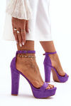 Comfortable suede sandals with high stiletto heels in purple Essence