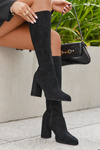 Women's Boots with Stitching on Block Heel Black Brivana