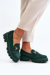 Suede Classic Fringed Loafers Green Averil