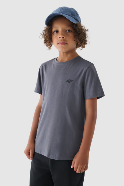 Boys T-shirt Smooth Cotton Gray 4F 4FJWMM00TTSHM1626-25S
