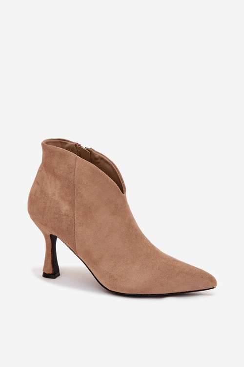 Low Women's Ankle Boots On Heel Eco Suede Beige Jolivra