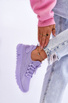 Buty Sportowe Sneakersy Damskie Wsuwane Fioletowe Rosett