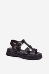 Ladies Eco Leather Sandals With Buckles Black Jeneliena