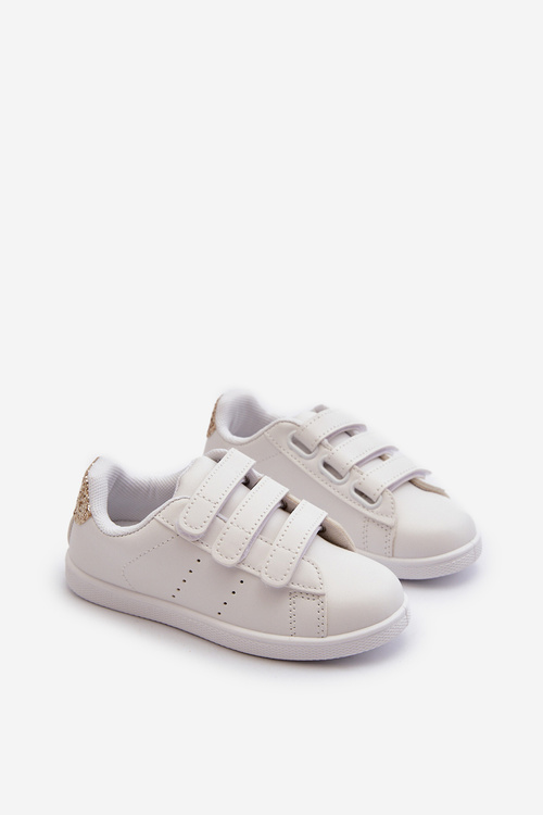 Children's Sneakers With Velcro White-Rose Gold Cute Girl