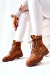 Leather Padded Worker Boots Camel Kimmie