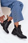 Low Women's Ankle Boots With Flat Heel With Decorative Detail Insulated Black Cylira