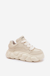 Ladies Leather Sneakers On A Massive Platform GOE RR2N4043 Beige