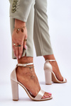 Satin High Heel Sandals Beige Linsy