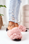 Rubber Slippers With Fur Pink Soft