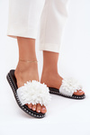 Women's Slippers Decorated With Flowers White Cellanen