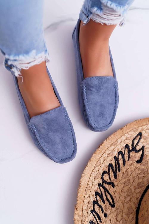 Women's Comfortable Eco-suede Moccasins Blue Lemma