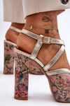 Leather Heels Sandals Maciejka 06084-25 gold