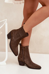 Women's Suede Ankle Boots With Heel Insulated Khaki Arelia