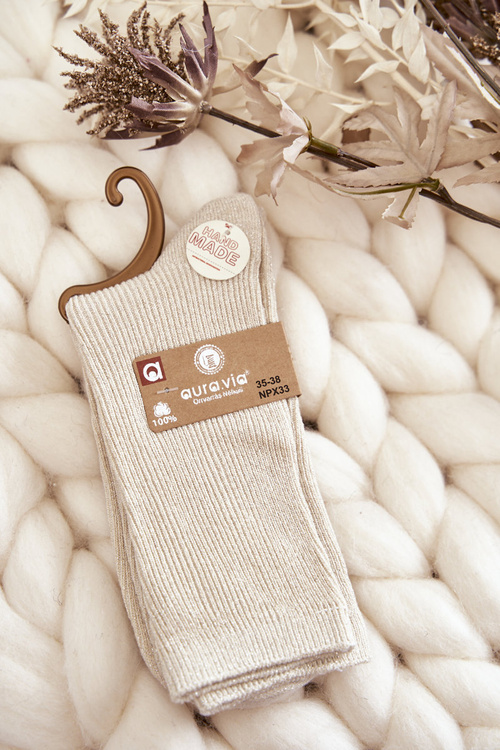 Women's Antibacterial Socks With Shiny Thread Beige