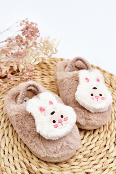 Children's Fur Slippers Bunny Beige Dicera