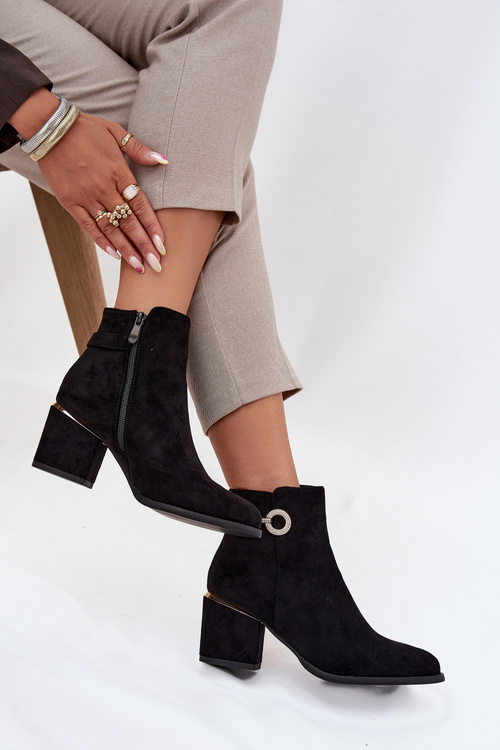 Insulated women's ankle boots with golden details on heel black Dorisse