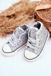 Children's Sneakers With Glitter Silver Ally