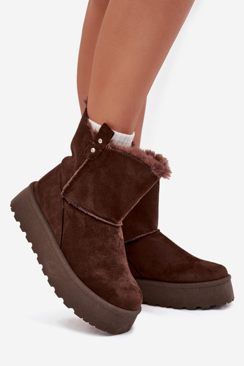 Women's Snow Boots On Platform With Fur Chocolate Evelira