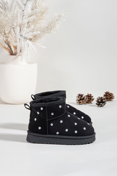 Children's snow boots with flowers black Gracina