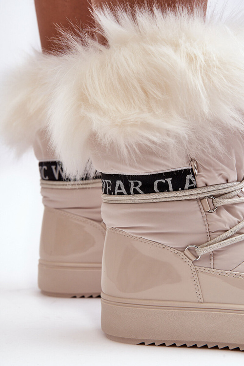 Women's Lace-up Snow Boots Light Beige Santero