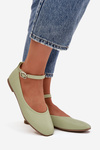 Women's Ballerinas With Strap And Clasp Green Janelor