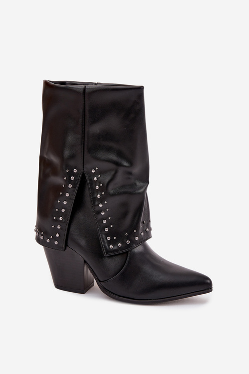 Cowboy Boots With Turned Shaft And Embellishment Insulated Black Inessia