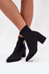 Women's Heeled Boots With Gold Detail Zazoo 3128 Black