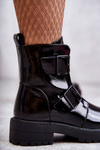 Laquered Women's Boots With Zipper Black Gritta