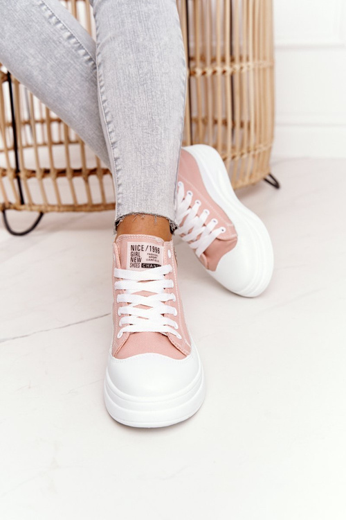 Women's High Sneakers On A Platform Pink Nice Girl