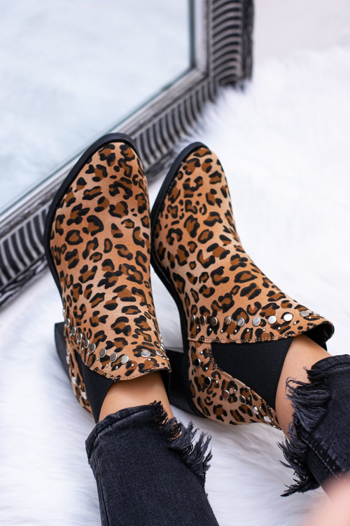 Women's Savage Rivet Leather Stiletto Boots with Panther Stiletto heel