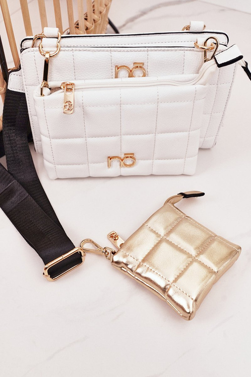 Multifunctional Quilted Messenger Bag NOBO NBAG-K1300 White