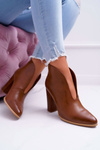 Women's Stiletto Boots Slip-on with Cutouts Brown Mantana