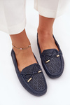 Women's moccasins with perforated pattern and lacing in navy Mirisa