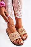 Classic Suede Slippers With Beaded Beige Vayana