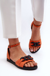 Women's Flat Sandals With Chain Vinceza 17320 Orange