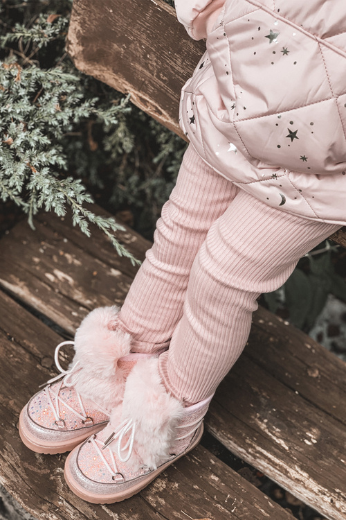 Śniegowce Z Futerkiem Wiązane Różowe Minnie Mouse