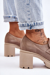 Arabell Suede Chunky Heel And Platform Shoes Dark Beige