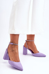 Women's Suede Pumps with Ornamental Strap Purple Lirosa 