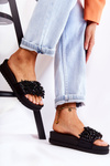 Women's Slippers On The Platform With Ornaments Black Almina