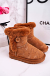 Children's Snow Boots With Fur And Button Camel Kawai
