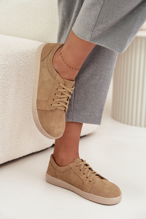 Barefoot Type Sneakers Made of Natural Suede Zazoo 314 Beige