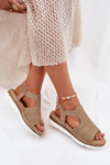Women's Sandals With Braiding Beige-Gold Jelana
