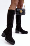 Women's Knee-High Boots On Low Heel Black Beveta