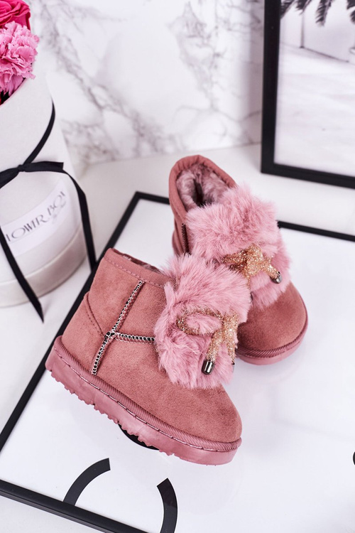 Children's Snow Boots Insulated With Fur Suede Pink Amelia