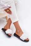 Women's Slippers Decorated With Flowers White Cellanen