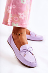 Women's Leather Loafers With A Bow Violet Aurila