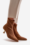 Women's Stiletto Boots Eco Suede With Pointed Toes Camel Irithare